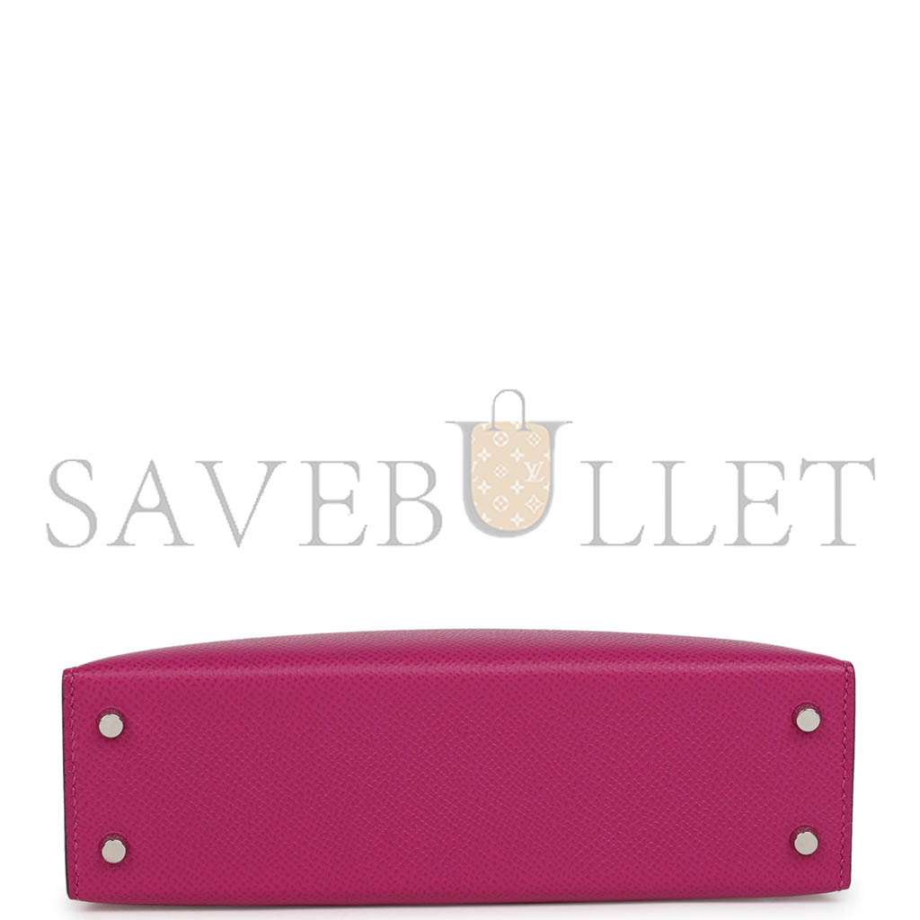 H**mes master kelly sellier 20 rose pourpre verso epsom palladium hardware (19*12*5.5cm)